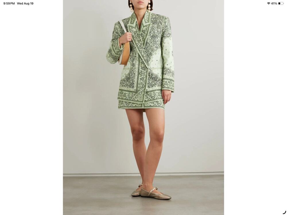 NWT Zimmermann Matchmaker Mint Paisley Bandana Linen Jacket Size 4 AU/ 12US